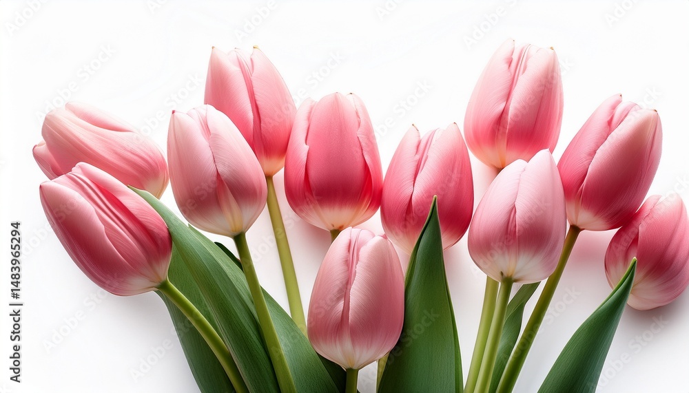 Fototapeta premium pink tulips isolated on white