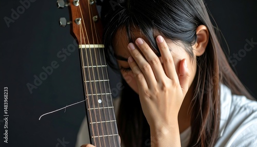 Distressed Japanese Teen Reacts to Guitar String Snapping Suddenly