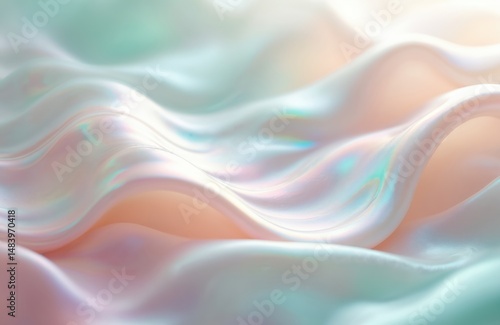 Wallpaper Mural Close-up illustration of smooth mother-of-pearl surface. Shimmering iridescent hues of pink green blue on white background. Luxury abstract background. Torontodigital.ca