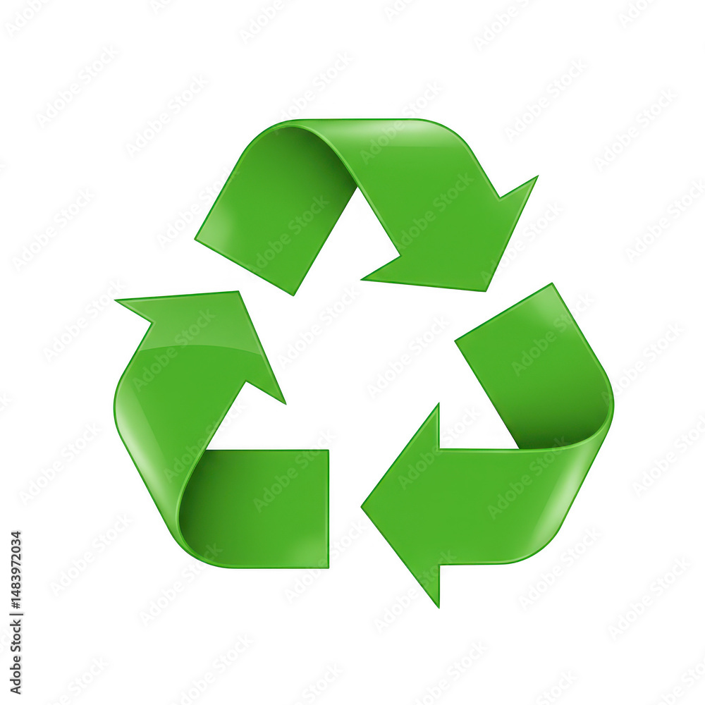 Fototapeta premium Green recycling symbol isolated on transparent background