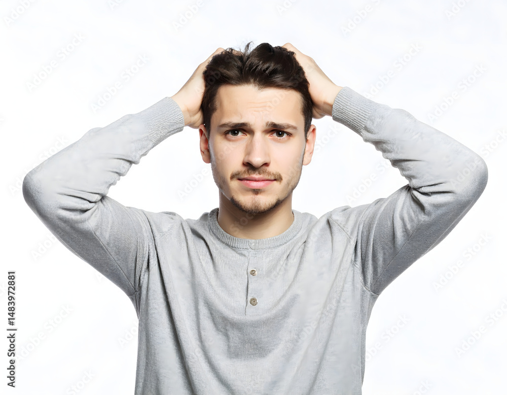 Man Feels Stress, Anxiety, Worry Man Feels Stress, Anxiety, Worry