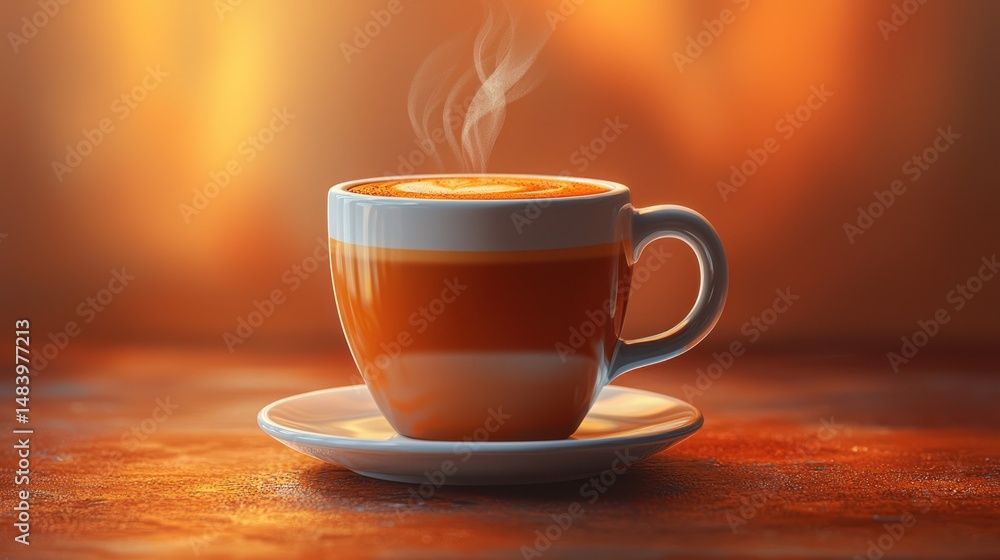 Obraz premium Warm cup of coffee steaming (1)