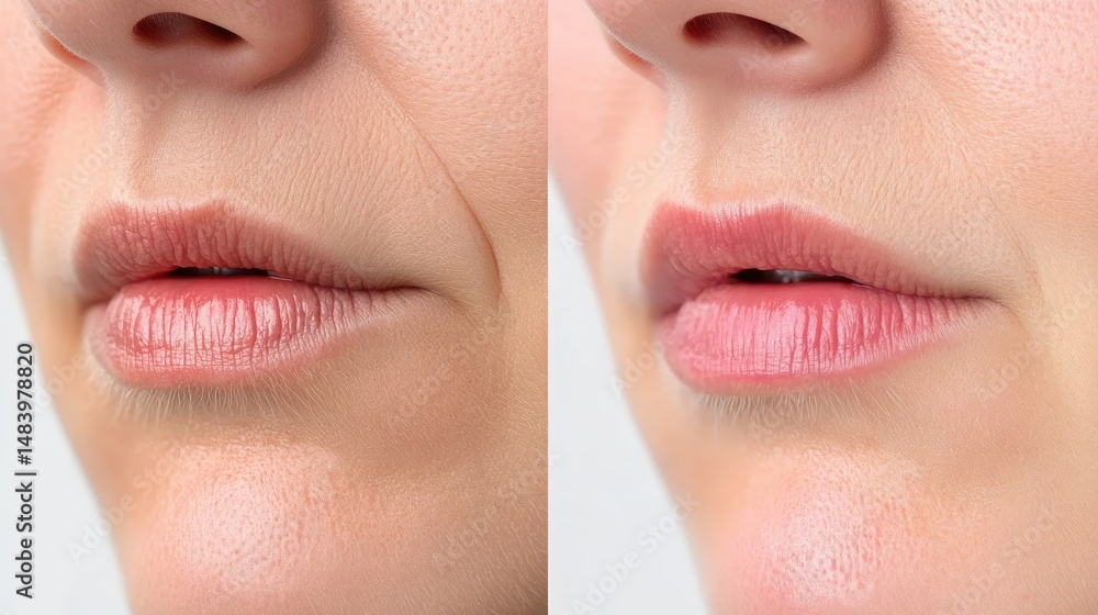 Obraz premium Graph overlay showing differences in lip enhancement techniques