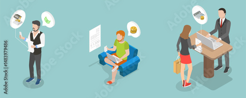 3D Isometric Flat Vector Illustration of Fine or Offence Payment, Penalty