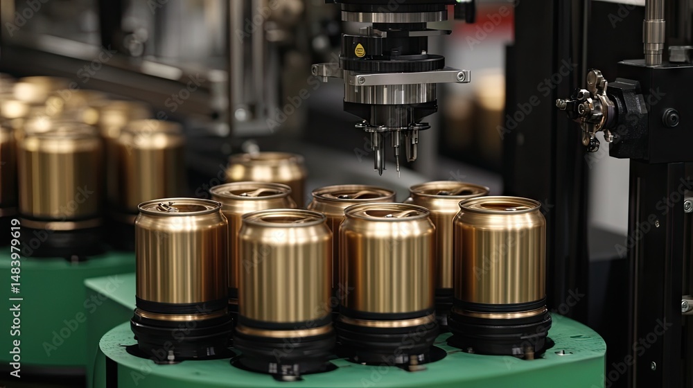 Fototapeta premium Metal can forming equipment manufacturing food-grade cans