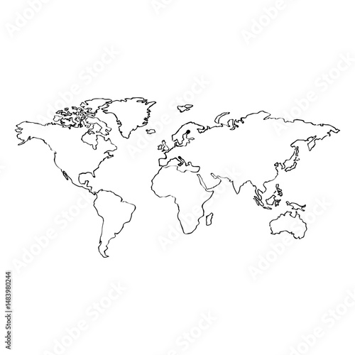 Hand drawn world map