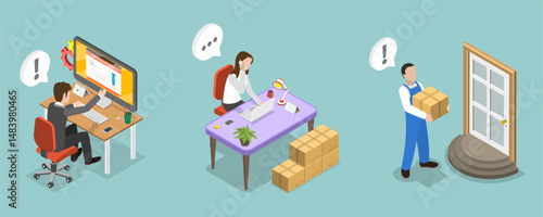3D Isometric Flat Vector Illustration of Reseller and Distributor, E-commerce and Marketplace Business