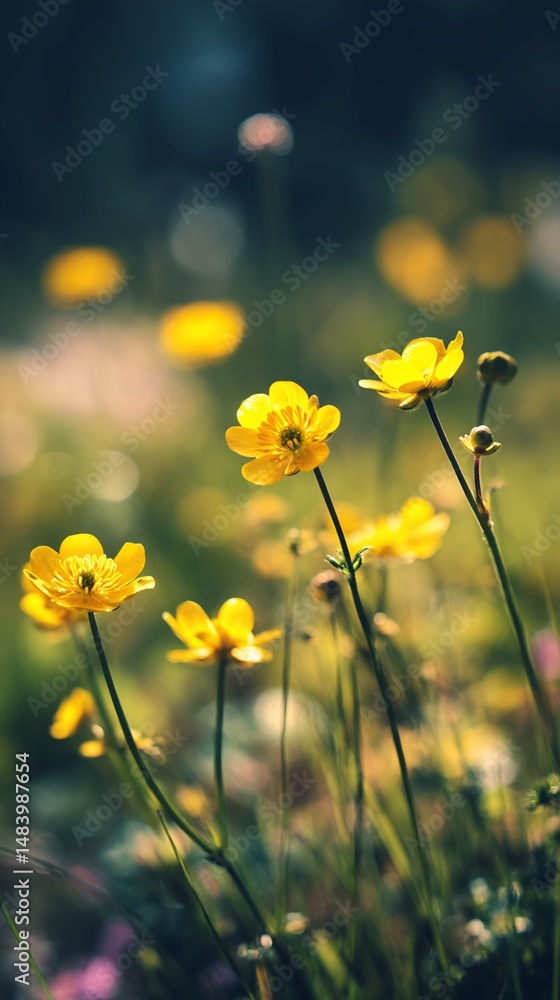 Fototapeta premium Yellow Flowers in a Field