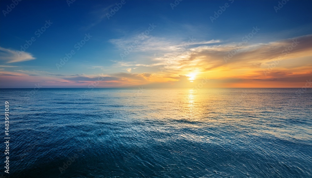 Obraz premium calm colored sea and sky at sunset