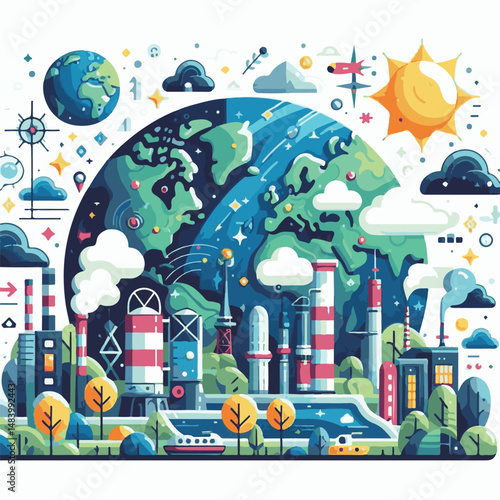 meteorology, weather, climate, earth, background, cloud, temperature, nature, forecast, environment, world, season, poster, day, sky, rain, illustration, vector, march, meteorological, globe, world me