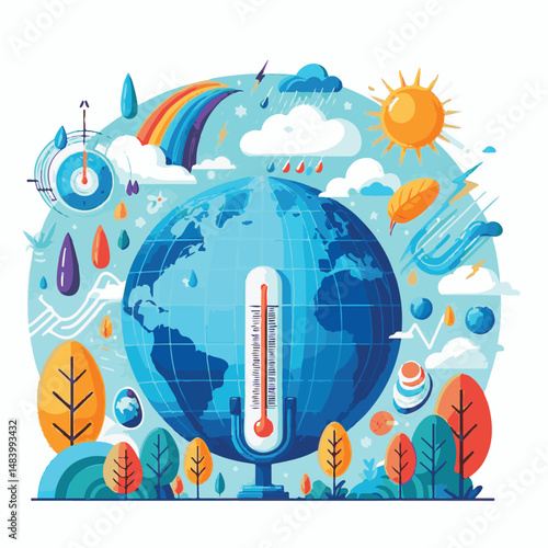 meteorology, weather, climate, earth, background, cloud, temperature, nature, forecast, environment, world, season, poster, day, sky, rain, illustration, vector, march, meteorological, globe, world me