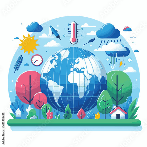 meteorology, weather, climate, earth, background, cloud, temperature, nature, forecast, environment, world, season, poster, day, sky, rain, illustration, vector, march, meteorological, globe, world me