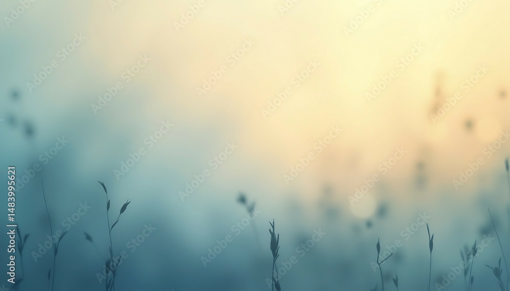 Abstract Grass Silhouette Against Soft Light and Color Gradient Abstract Grass Silhouette Against Soft Light and Color Gradient