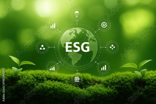 Fototapeta Naklejka Na Ścianę i Meble -  Green globe with 