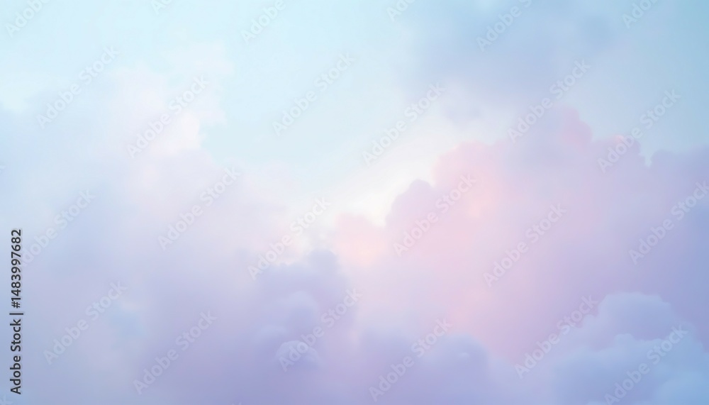 Fototapeta premium Pastel Sky with Fluffy Clouds and Soft Light