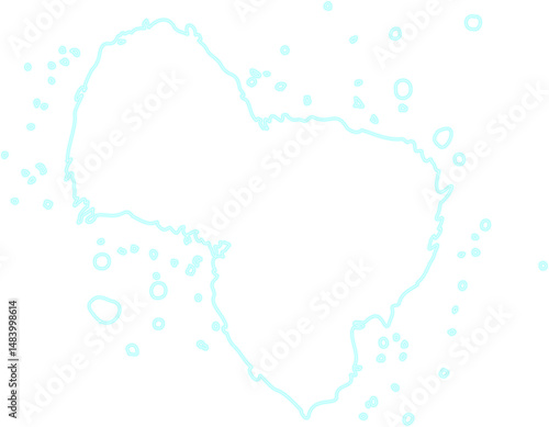 Twin droplet shapes connected by neon outline with hollow body forming a soft spot splash.