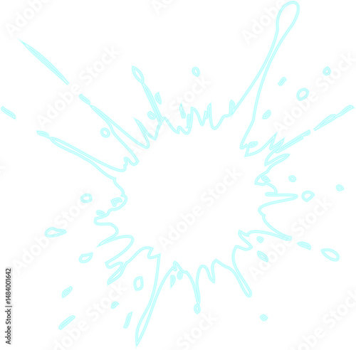 Water spot with grainy surface and scattered smudge effect defined by neon contour.