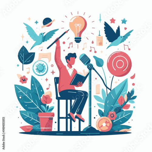 poster, illustration, literature, art, poetry, design, writer, holiday, feather, march, vector, day, quill, education, pen, poetry day, world, calligraphy, letter, poesy, poet, graphic, paper, concept