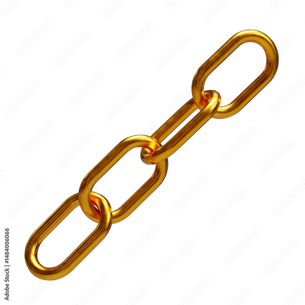 Fototapeta premium 3d gold chain link on transparent background