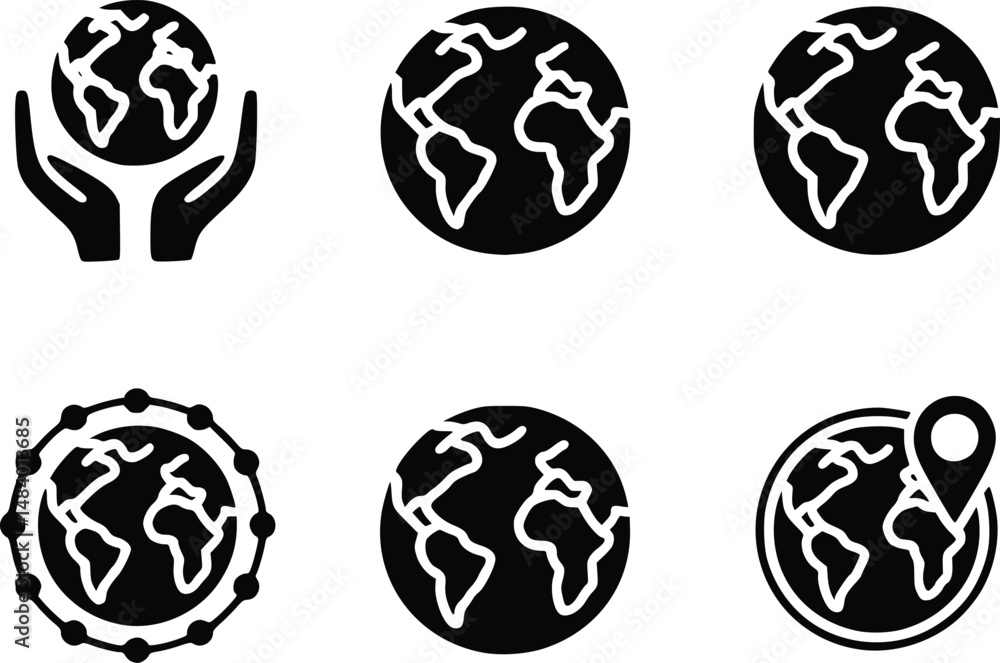 Obraz premium Global Connection Striking World Hands Solutions Navigating Earth Care Vector Icons