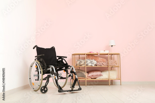 Modern empty wheelchair wit...