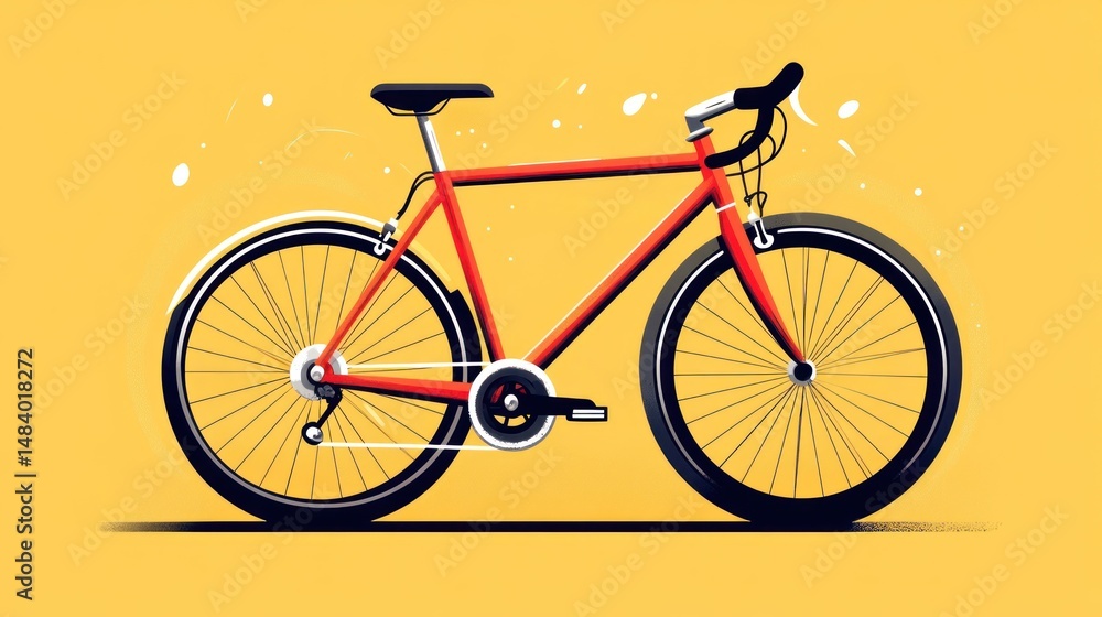Fototapeta premium Vibrant Red Bicycle: A Stylish Ride