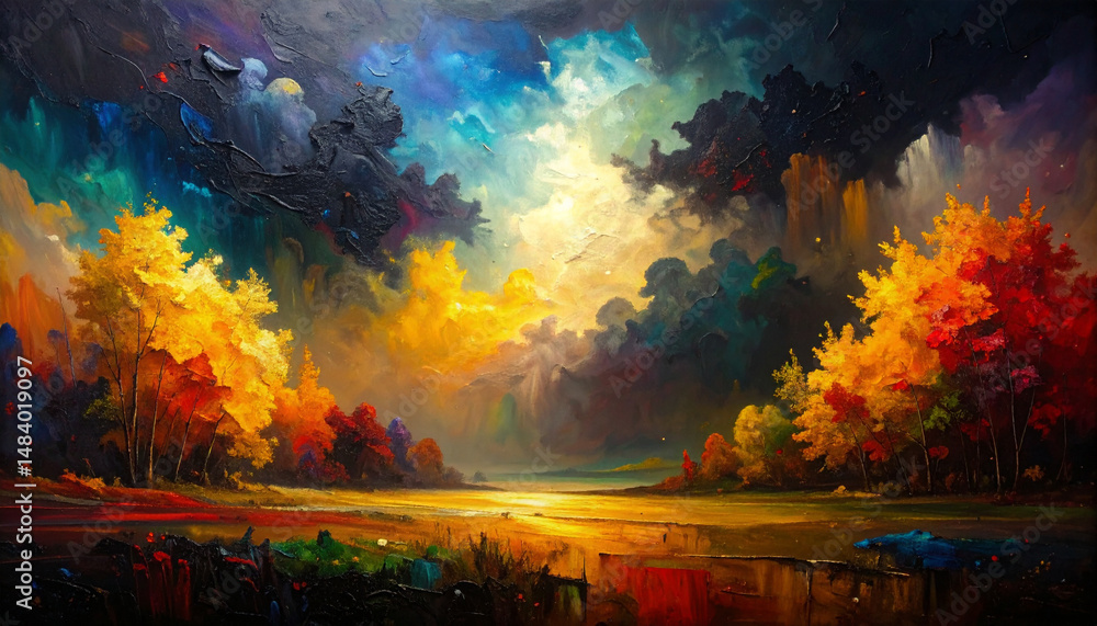 Obraz premium Palette knife splashing harmony. Background concept. Generated Image