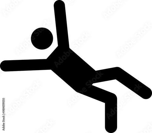 Black pictogram of a man losing balance and falling
