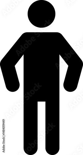 Black pictogram of a man standing with arms slightly bent