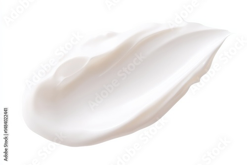 Creamy white lotion swirl against a clean white background.  Texture and consistency showcased.