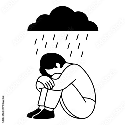 Sad man icon. An anxious man icon. Stressed man icon. Icons about mental health and mental illness
