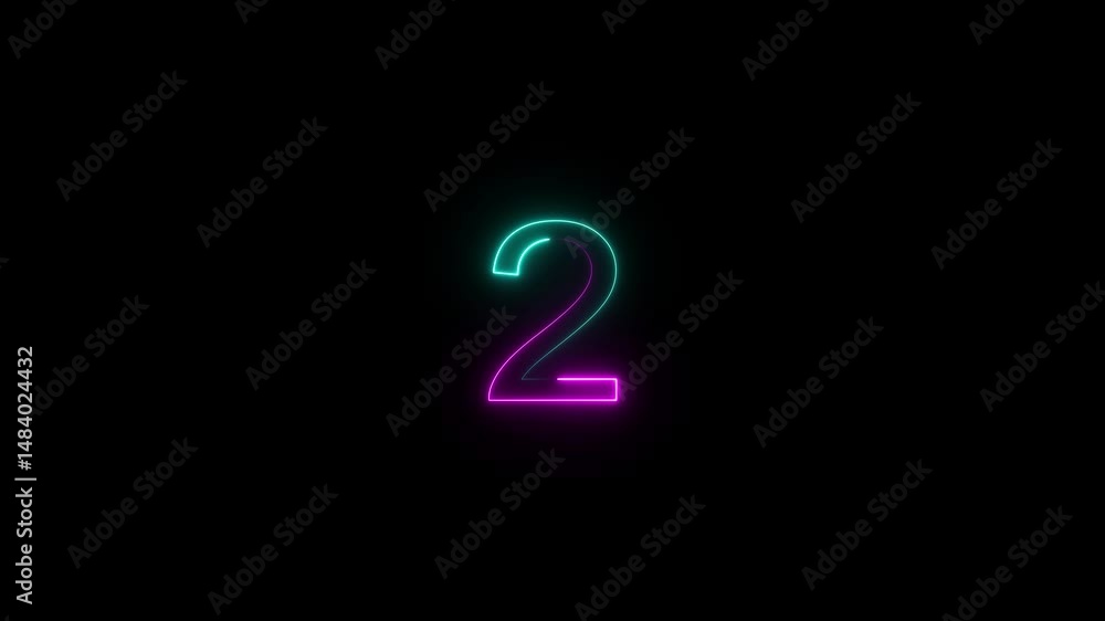 A dynamic glowing neon number 2 animation . on a black background. and creating a stunning video.4k video. A dynamic glowing neon number 2 animation . on a black background. and creating a stunning video.4k video.