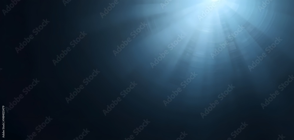 Fototapeta premium Gradient Of Light, Flowing From Darkness To Light Blue, A Soft Texture. An Airy Design Evoking Depth, With Radiating Light Diffusing Outward. An Abstract Modern Image, Full Of Calmness.