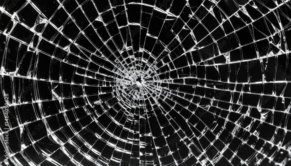 Fototapeta premium Broken Glass Pattern On Black Background