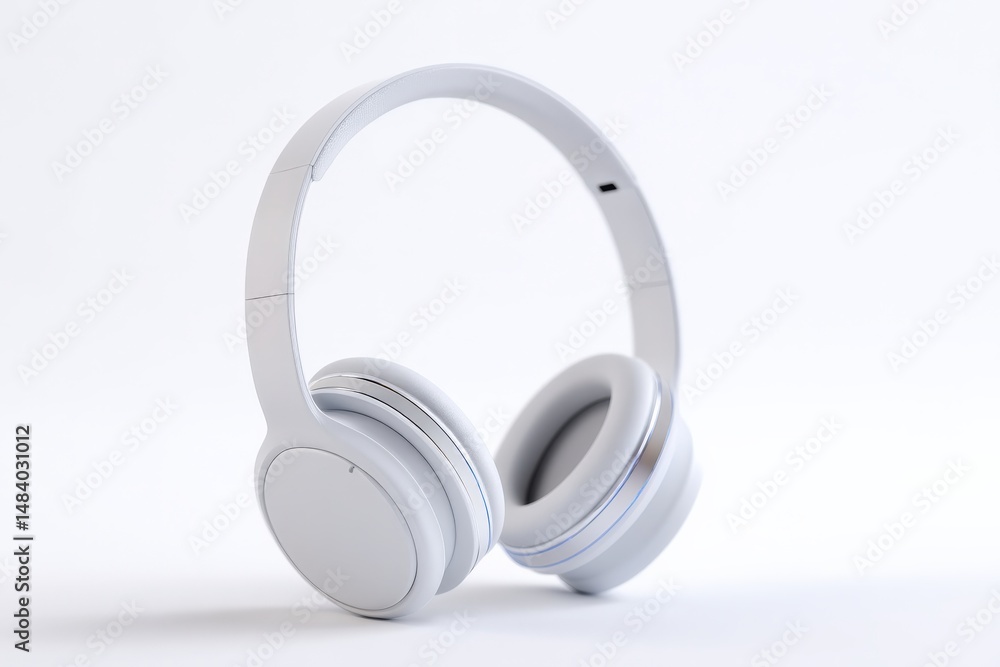Sleek white over-ear headphones rest on a minimalist white background, ready for immersive listening. Sleek white over-ear headphones rest on a minimalist white background, ready for immersive listening.