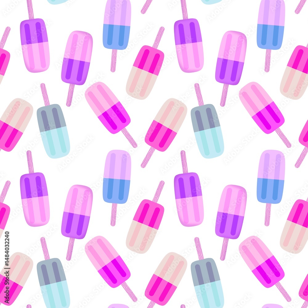Summer cute food seamless ice cream pattern for wrapping paper and fabrics Summer cute food seamless ice cream pattern for wrapping paper and fabrics