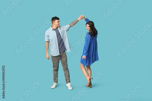 Happy young couple dancing ...