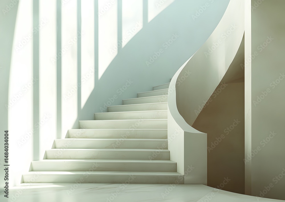 Fototapeta premium 19. White staircase with clean shadows