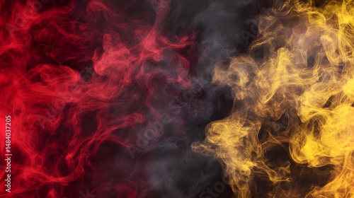 Abstract Red Gold Smoke Clouds Swirling Background