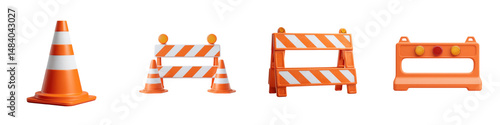 Traffic cones and barriers in various configurations.