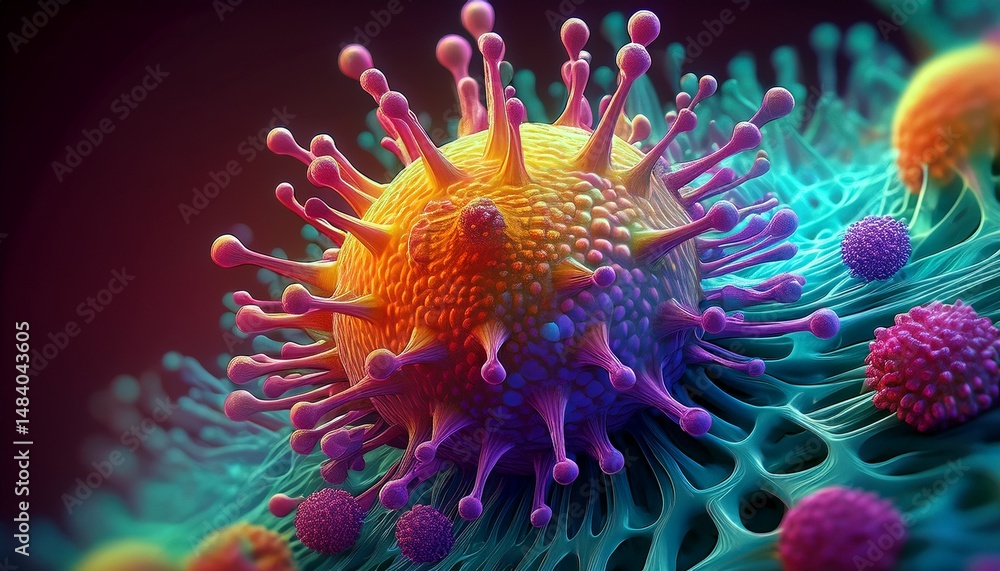 Mikroskopische Virus 3D-Rendering-Illustration Mikroskopische Virus 3D-Rendering-Illustration