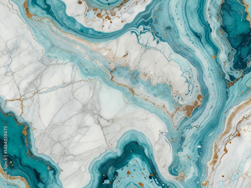 Fototapeta premium Photorealistic Aqua Onyx Marble Texture with Natural Veins and Blue-Green Swirls