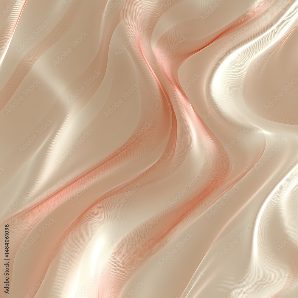 Fototapeta premium Soft, flowing, cream-pink silk fabric texture. Delicate, elegant folds