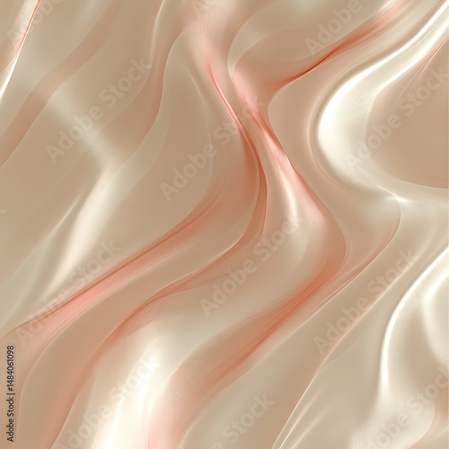 Soft, flowing,  cream-pink silk fabric texture.  Delicate, elegant folds