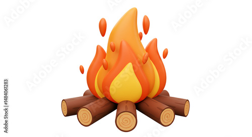 3D Cartoon Festa Junina Bonfire – Transparent Background