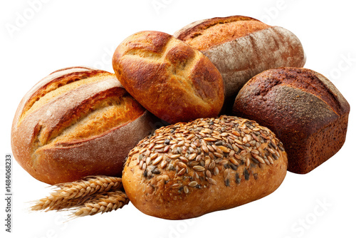 Freshly Baked Bread Assortment Isolated on Transparent Background On Transparent Background