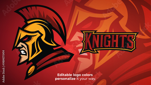 Roman Knight Mascot Logo – Golden Armored Warrior with Red Eyes in Side View Vector for E-Sport, Fantasy and Medieval Teams
