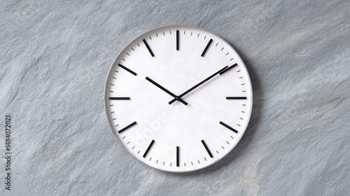 Wallpaper Mural Modern minimalist wall clock displaying time on a textured gray stone background Torontodigital.ca