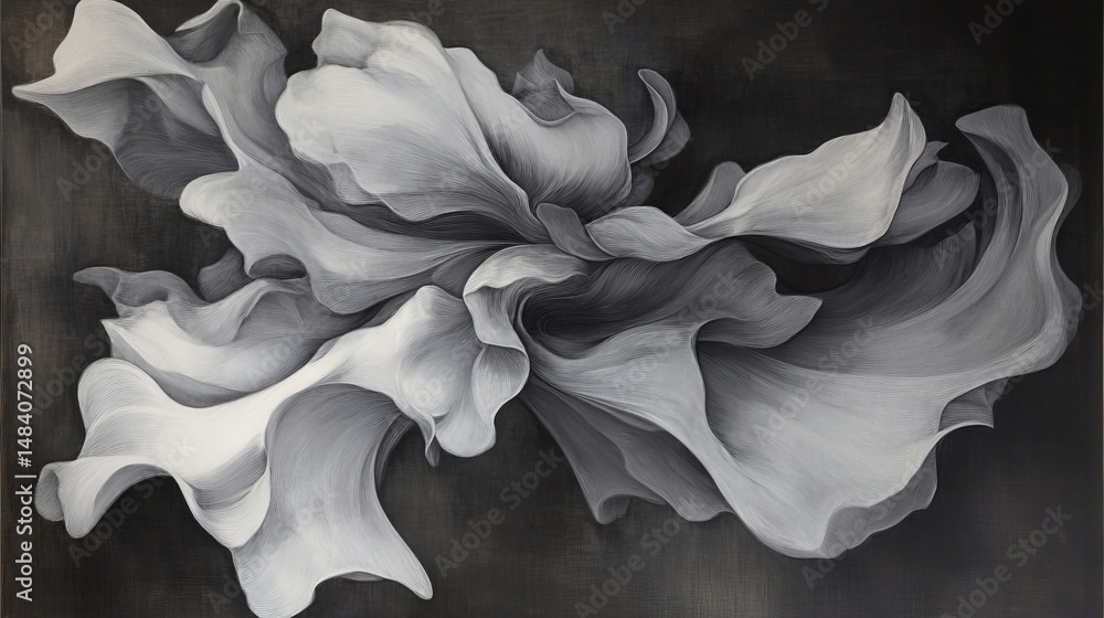 Fototapeta premium Abstract Floral Grayscale Painting