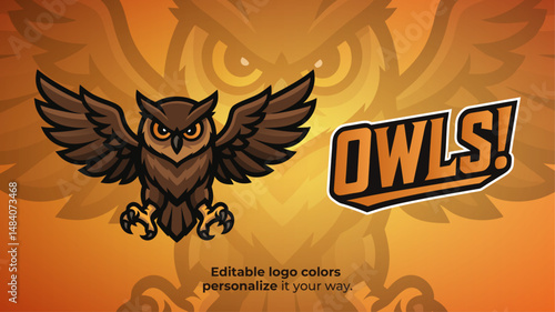 Attacking Owl Mascot Logo – Fierce Bird with Open Wings and Claws Vector for E-Sport and Tactical Gaming Teams

